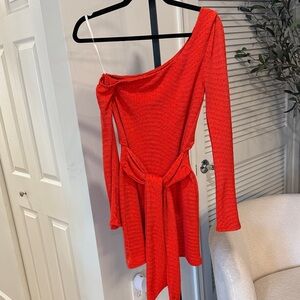 Privacy Please Red Off-the-Shoulder Mini Dress